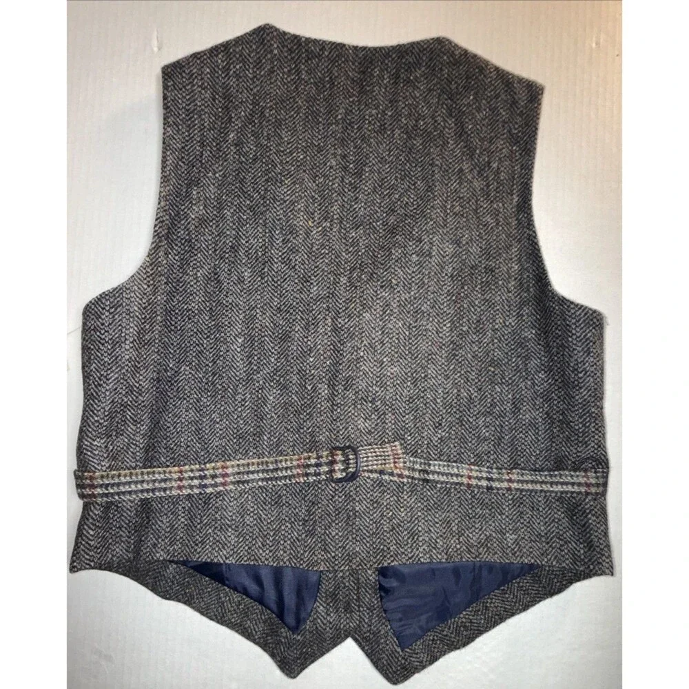 Vintage International Scene Patchwork Vest Academia Wool Tweed Size 14 NWT